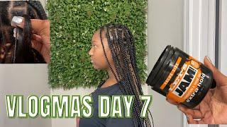 VLOGMAS Day 7 | *Detailed Tutorial*  HOW TO DIY Knotless Braids for Beginners | Protective Styles