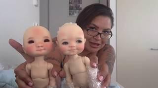 Box Opening of Ella and Patti, little Dumpling ball jointed dolls by Meadowdolls.