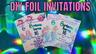 DIY foil invitations using Canva and Cricut - Easy Birthday ideas