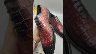 Bespoke Handmade Crocodile Leather Oxford Whole-cut Dress Formal Lace up Shoes For Men's