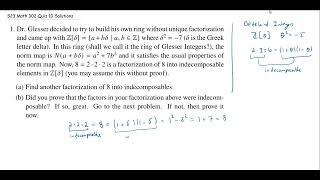 Indecomposable Factorization of 8 in the "Glesser Integers"