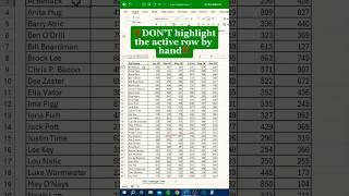 Don’t Highlight the Active Row By Hand ‼️ #shorts #computer #excel