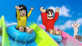 Yuta, Mio Dan Baby Celine Naik Perosotan Paling Tinggi Di Waterpark || ROBLOX