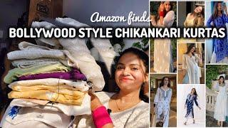 BOLLYWOOD INSPIRED CHIKANKARI KURTAS COLLECTION HAUL || Lucknowi Kurtis haul #amazonfashion #haul