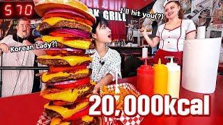 라스베가스3탄)20000칼로리로 유명한 원조 내장파괴버거 도전했습니다 반응이 엄청났던 하트어택그릴 먹방