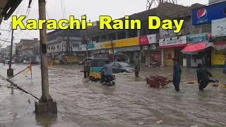 Karachi Rainy Day | Heavy Rain Samnabad Market Flood Karachi Federal B Area Pakistan | Adeel Jamil