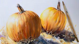 How to Paint a Watercolor Pumpkin Easy Steps