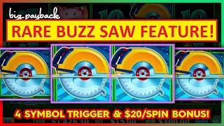 4 BUZZ SAWS → BUZZ SAW FEATURE! Huff N' More Puff Power 4 Slot - AND $20/SPIN BONUS!