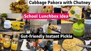 Kids Fav. School Lunchbox Recipe with healthy Twist | Cabbage Pakora, WhiteSauce Pasta, Pickle