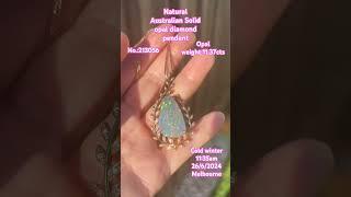 Natural black opal Australian solid opal diamond 18k gold pendant