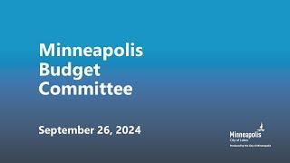 September 26, 2024 Budget Committee