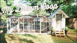 My Dream Chicken Coop! Rain-capture Watering, Automatic Door, Deep Litter, and LOTS of ventilation!