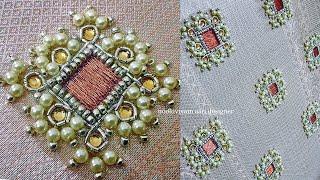 pearl aari work design/ silver pearl aari work