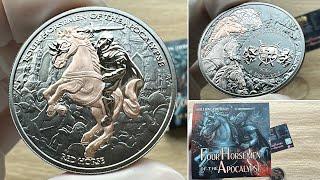 RED HORSE Four Horsemen of the Apocalypse 1 Oz Silver Coin 5 Thalers Carpathians 2024