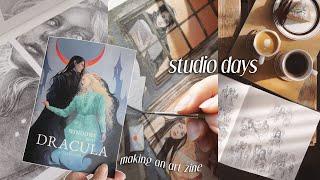 cozy art vlog ️ making an art zine for "Dracula", sketchbook session & Inktober 2024 daily drawings