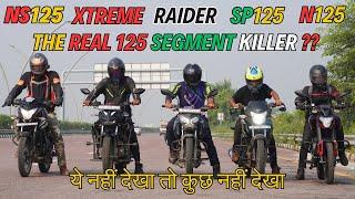 Pulsar N125 vs Xtreme 125R vs Pulsar Ns125 vs SP125 vs Raider 125 Drag Race Penta Battle |