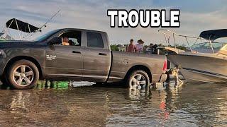 Miami boat ramp chitshow Trucks Slipping, Broken Axels at Crandon Marina, Key Biscayne Miami