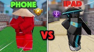 iPad vs Phone In Roblox Bedwars (Roblox Bedwars Mobile..)