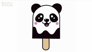 How to Draw a Cute Panda Ice Cream | Easy Panda Ice Cream Drawing