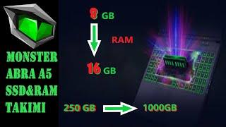Monster Notebook'larda RAM ve SSD Yükseltme -Monster Abra A5-
