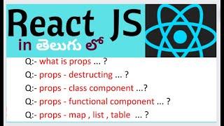 what is props and how to use in functional and class | REACT JS IN TELUGU  |  react js in telugu |