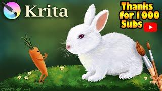 Krita Digital Drawing Tutorial- Digital Illustration of white Rabbit  - Speed art by Pallab Biswas