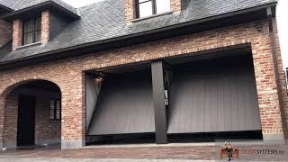 Double garage door / aluminium sheets striped & black powder coated