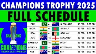 ICC Champions Trophy 2025 Schedule | Champions Trophy 2025 Schedule