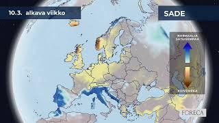 Kuukausiennuste sateista 3.3.2025