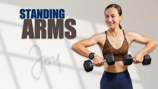 15 Min Standing Arms Workout for Shoulders, Biceps and Triceps with Dumbbells