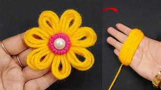 Easy woolen flower making using Finger - Embroidery flower making - diy wool flower