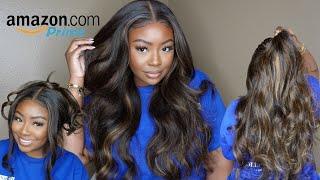 OMG!!! ESPRESSO BROWM WITH HIGHLIGHTS LOOSE WAVE "BYE BYE KNOTS" WIG INSTALL | UNICE