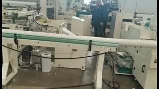 Non stop high capacity 300m/min glue lamination kitchen paper towel roll production line