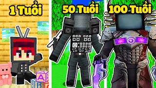 Hachi 24 Giờ Hóa Thành TV Man Titan Trong Minecraft