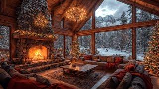 Peaceful Christmas Jazz Instrumental Music  Cozy Christmas Ambience with Fireplace Burning Sounds