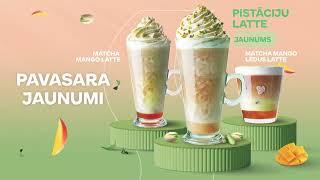 Costa Coffee Matcha mango un Pistāciju latte