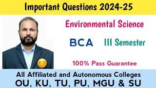 Environmental Science Important Questions 2024-25 UG Degree BCA III Semester 3rd Sem Imp OU PU KU TU