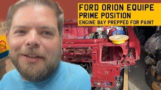 1990 Ford Orion Equipe Project Part 25 - Mike preps the 'bay for paint & says 'surface crust' A LOT.