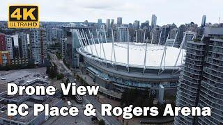 BC Place & Rogers Arena - Drone View - Vancouver, Canada