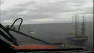 Landing SK76 Helicopter Offshore Oil Rig in bad weather Video