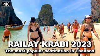 【 4K】Walking in Railay Beach Krabi - The most popular destination in Thailand 2023