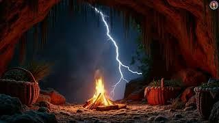 Cozy Neanderthal Cave 1 hr Ambient Cave Thunderstorm #ambience #thunderstorm