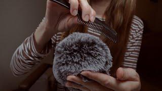 ASMR Fluffy Mic Brushing, Scalp Check (No Talking, Brown Noise)