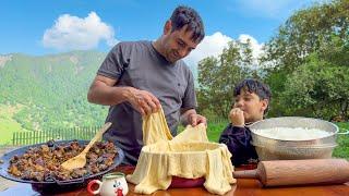 COOKING SHAH PILAF THE KING OF RECIPES! OUTDOOR COOKING IN THE MOUNTAIN VILLAGE