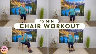 45 min Full Body Beginner CHAIR Exercises for Seniors and Beginners