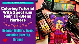 Flip Through Deborah Muller Sweet Valentine Girls | Coloring Tutorial Spectrum Noir Triblend Markers