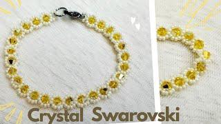 Crystal Swarovski Bracelet/ Bracelet handmade swarovski/ Japanese Miyuki sequin bracelet