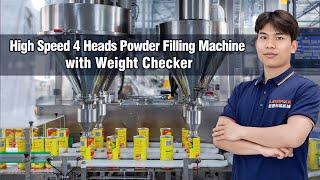 High Speed Dual Channel 4 Heads Powder Cans Bottle Filling Machine with Weight Checker