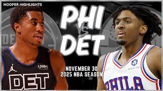 Philadelphia 76ers vs Detroit Pistons Full Game Highlights | Nov 30 | 2025 NBA Season