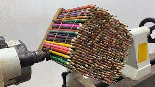 Amazing Woodturning Crazy - A Mysterious Art That Happened With Special Colored Pencils On The Lathe